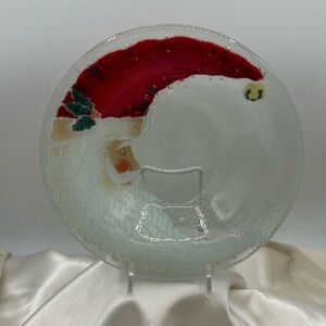 Peggy Karr Fused Glass Santa Bowl.